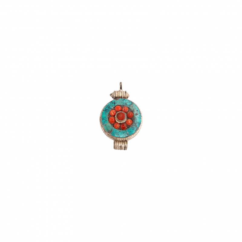 Magnifique Pendentif tibétain - porte amulettes Magnifique Pendentif tibétain - porte amulettes