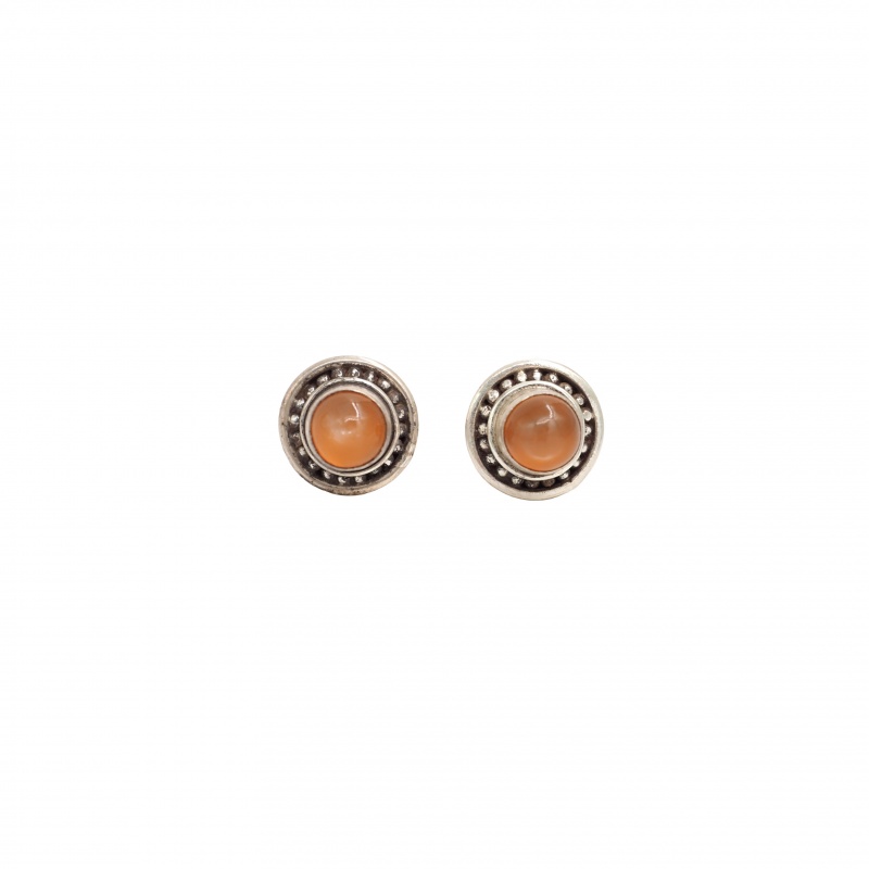 Boucles d'oreilles pierres de lune rosée et argent Boucles d'oreilles pierres de lune rosée et argent
