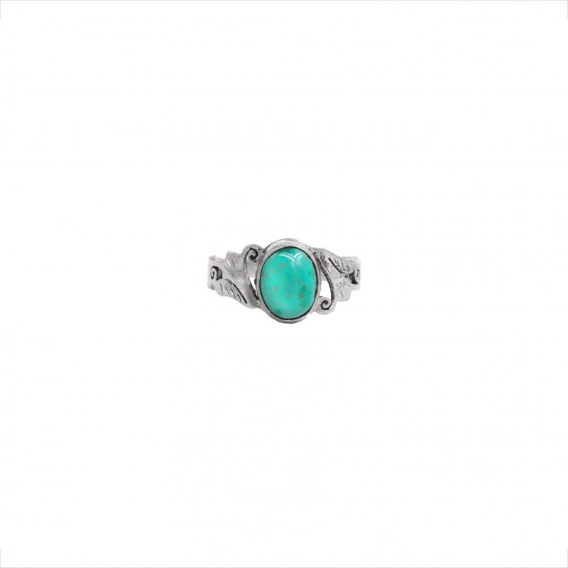 Bague avec pierre turquoise et métal ciselé Népal Bague avec pierre turquoise et métal ciselé Népal