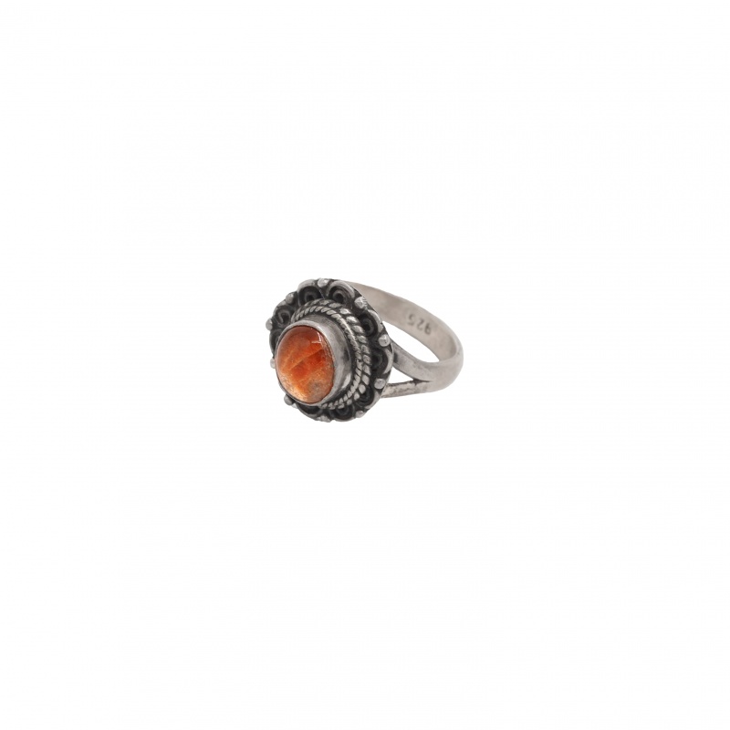 Bague fleur pierre de soleil et argent Bague fleur pierre de soleil et argent