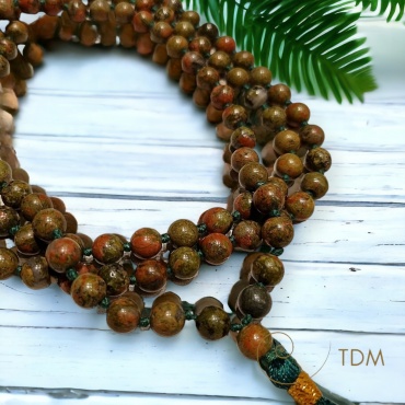 Mala 108 perles en Unakite