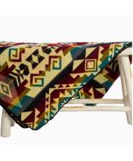 Couverture en Alpaga Cayambe Vert – Artisanat Équatorien | Plaid Doux & Réversible