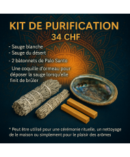 Kit de Purification – Sauge Blanche, Sauge du Désert, Palo Santo & Coquille d’Ormeau