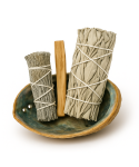 Kit de Purification – Sauge Blanche, Sauge du Désert, Palo Santo & Coquille d’Ormeau