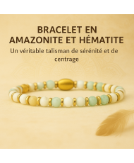 Bracelet Amazonite & Hématite – Équilibre, Sérénité & Énergie | Pierres Naturelles FSC®