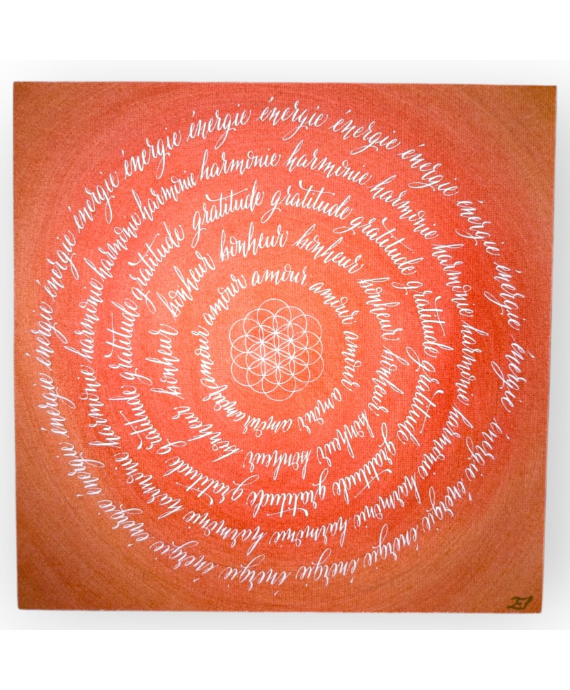 Toile Énergie & Amour – Calligraphie Spirituelle d’Émilie Singy