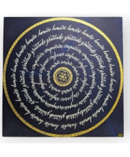 Tableau Sacré Bleu Nuit – Mandala Doré & Calligraphie Lumineuse