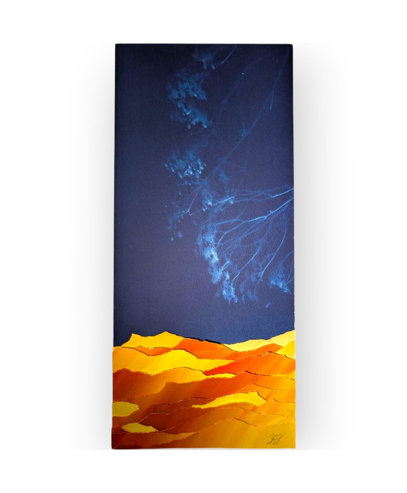 Œuvre Paysage Spirituel – Dunes Dorées & Ciel Cyanotype