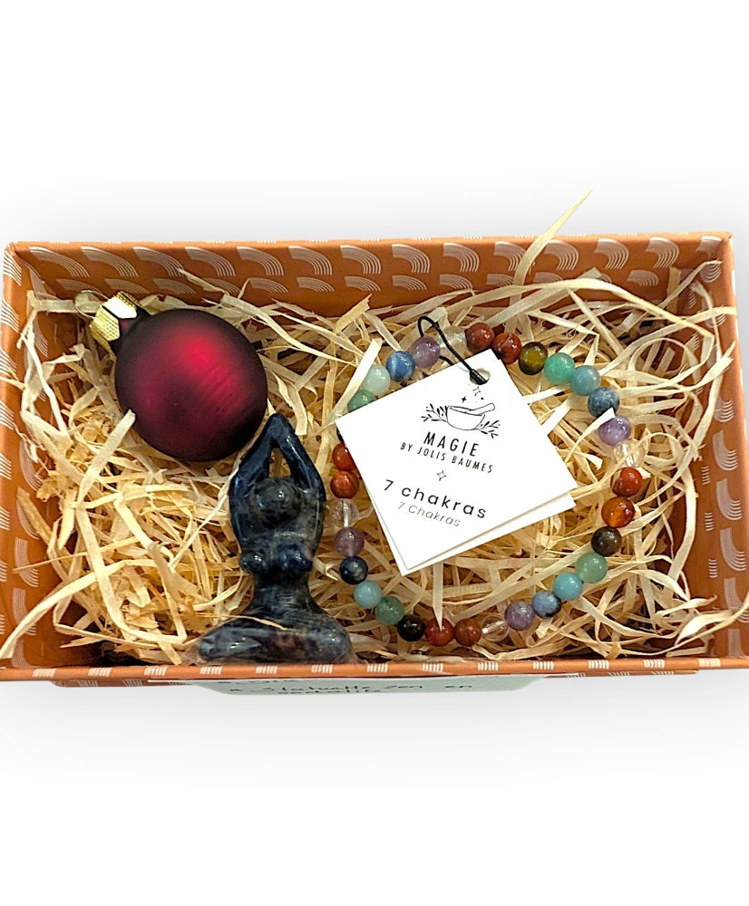 Coffret de Noël - 7 chakras - Bracelet et statuette