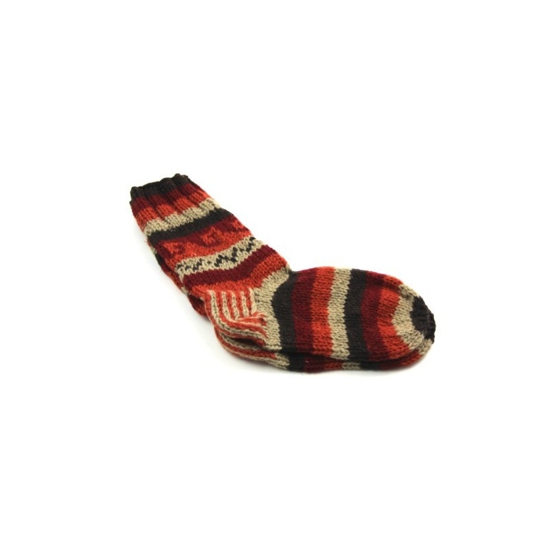 Chaussettes en laine brune lignée Chaussettes en laine brune lignée