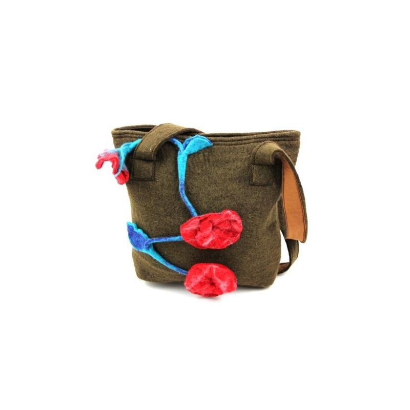 Sac feutrine brun et liseron Sac feutrine brun et liseron