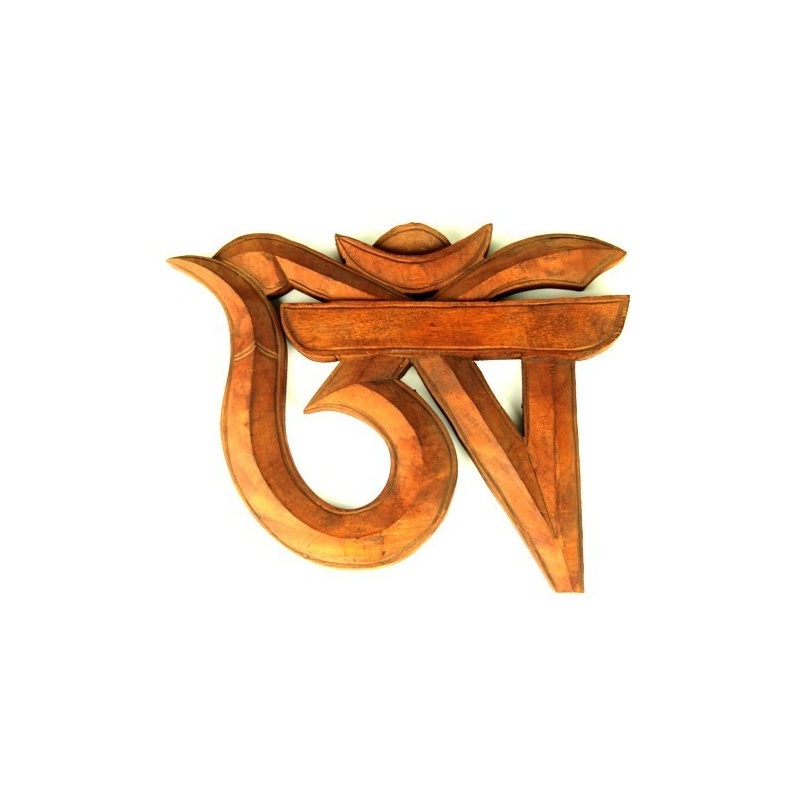 Om tibétain en bois naturel Om tibétain en bois naturel