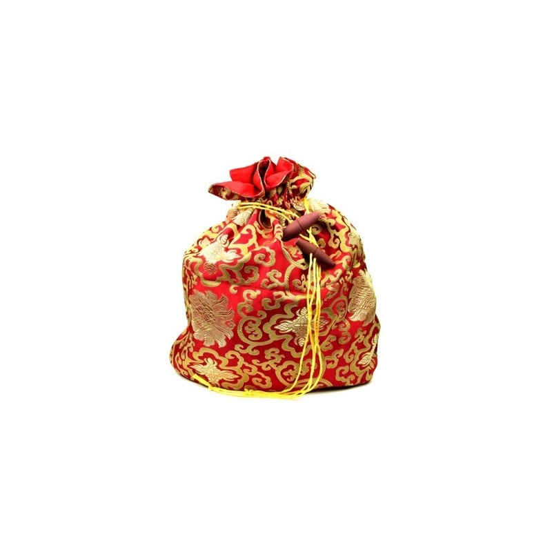 Sac bol chantant Tibétain rouge or Sac bol chantant Tibétain rouge or