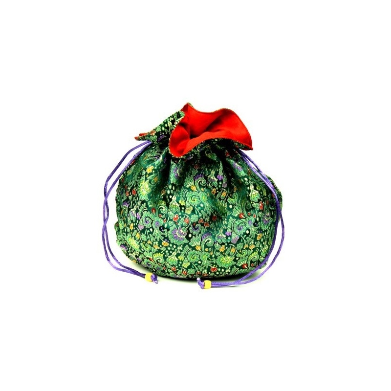 Sac en soie tibétaine vert Sac en soie tibétaine vert