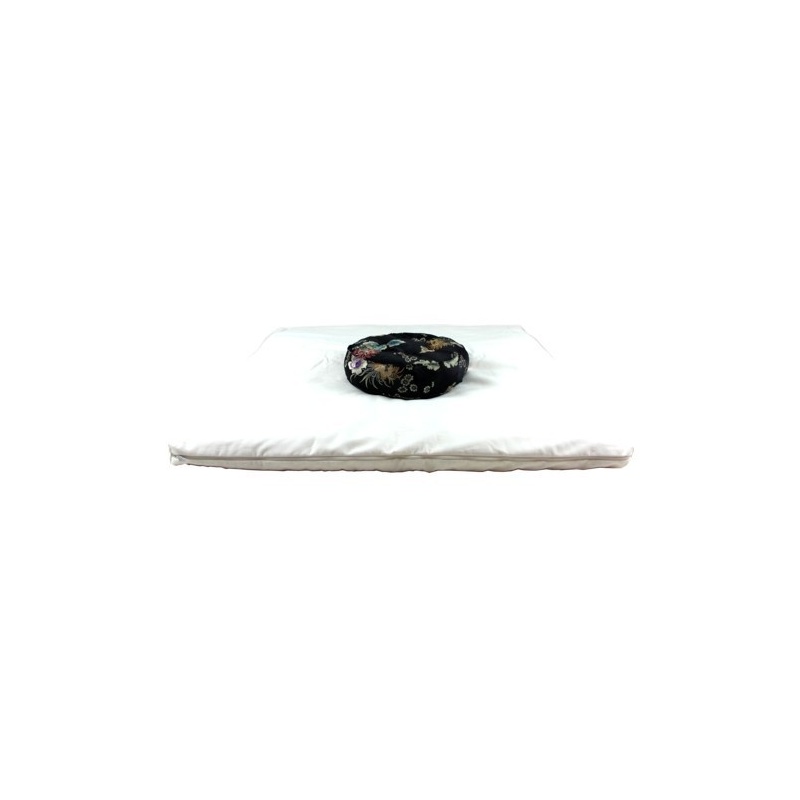 Carré méditation crème et zafu noir Carré méditation crème et zafu noir