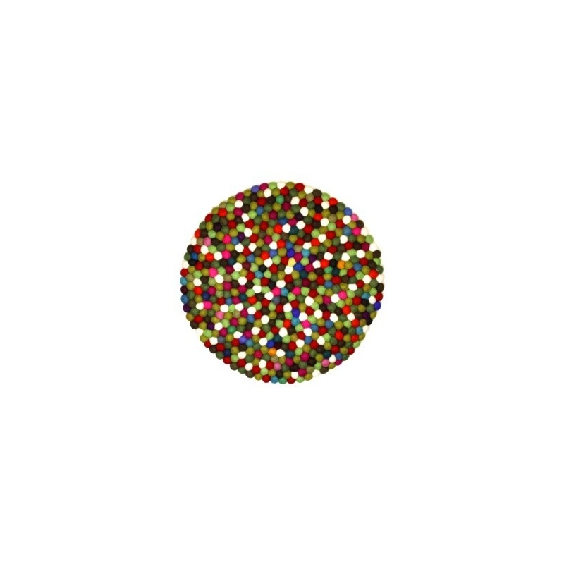 Tapis boules laine multicolore Tapis boules laine multicolore