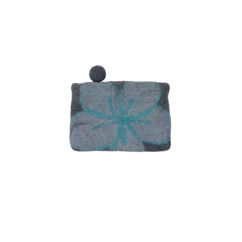 Pochette en laine fleur grise Pochette en laine fleur grise