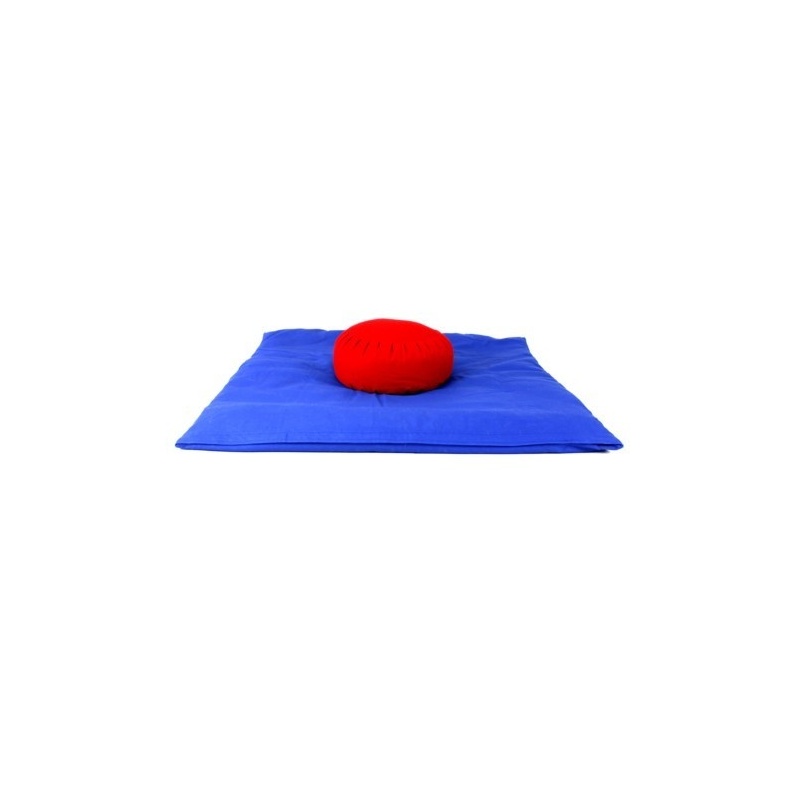 Zabuton bleu et Zafu rouge Zabuton bleu et Zafu rouge
