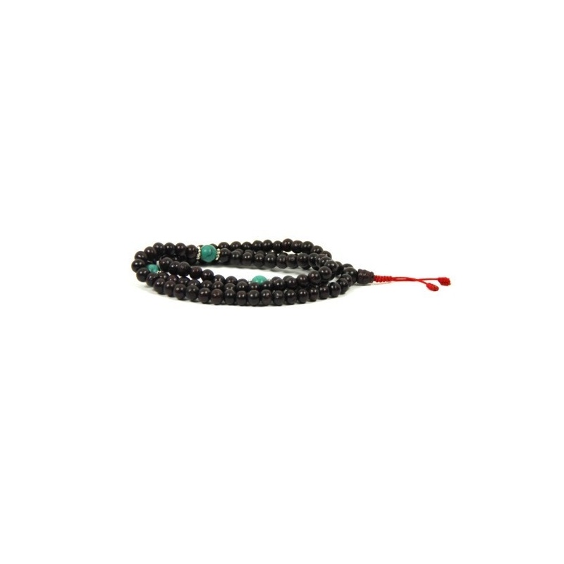 Collier Mala en bois et turquoise Collier Mala en bois et turquoise