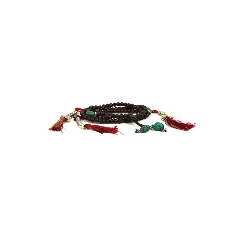 Mala bois rose turquoise et compteur Mala bois rose turquoise et compteur