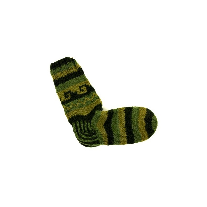 Chaussettes en laine vert ligné 38-40 Chaussettes en laine vert ligné 38-40