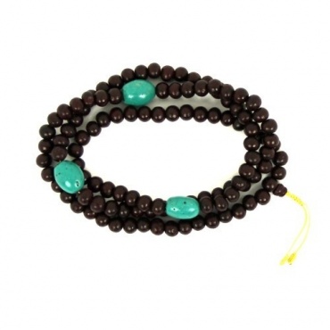 Collier en perles de bois et turquoises