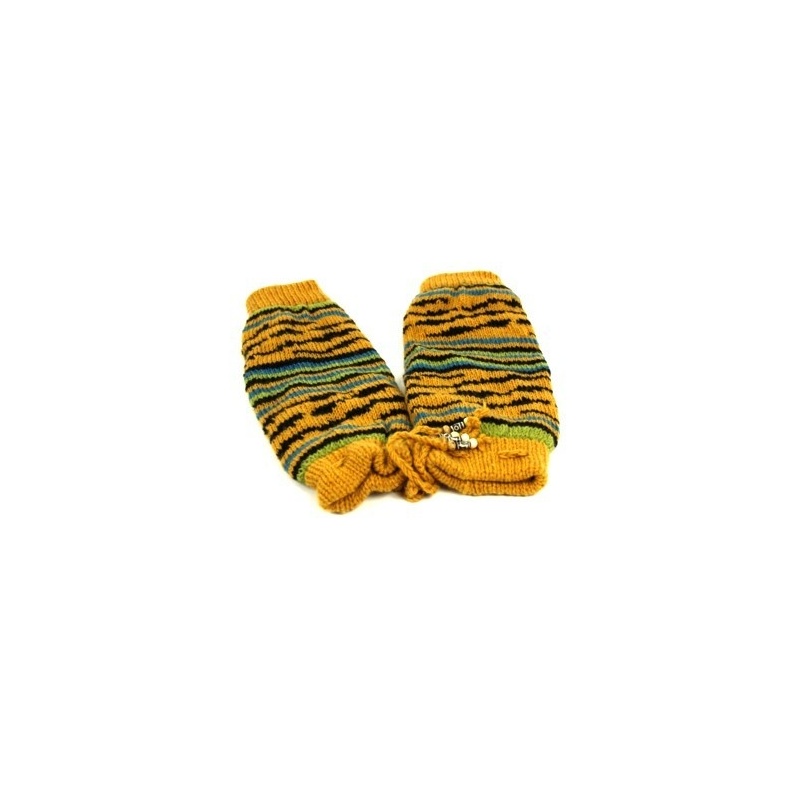 Jambières en laine fantaisies jaune safran Jambières en laine fantaisies jaune safran