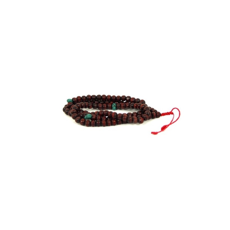 Mala en perles de bois et turquoises Mala en perles de bois et turquoises