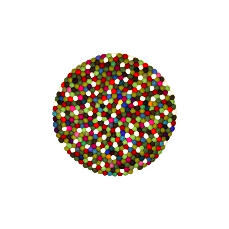 Grand Tapis boules laine multicolore GM Grand Tapis boules laine multicolore GM