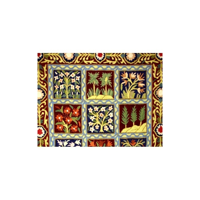 Tapis Tableau brodé arbres et fleurs Tapis Tableau brodé arbres et fleurs